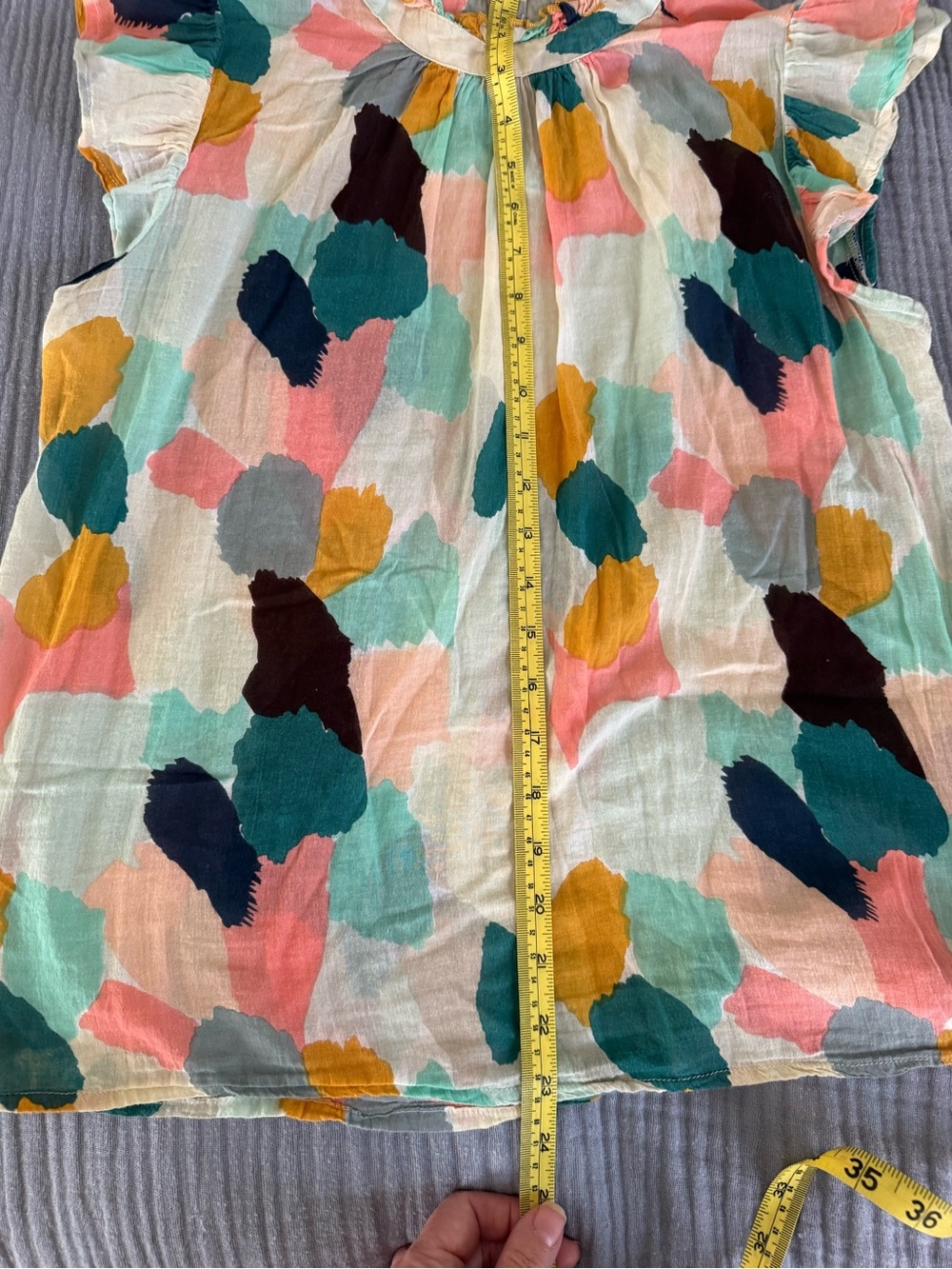 THML Abstract Print Cotton Flutter Sleeve Blouse Top M - Picture 6 of 6